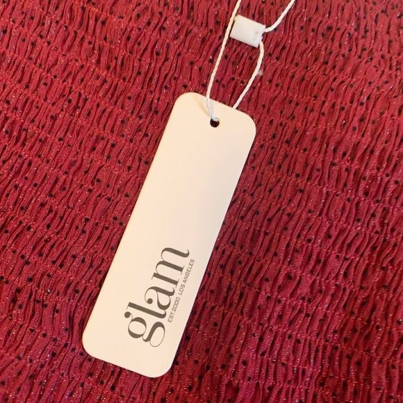 [glam] Metallic Maroon Polka Dot Skirt - Size Large NWT - Picture 4 of 7